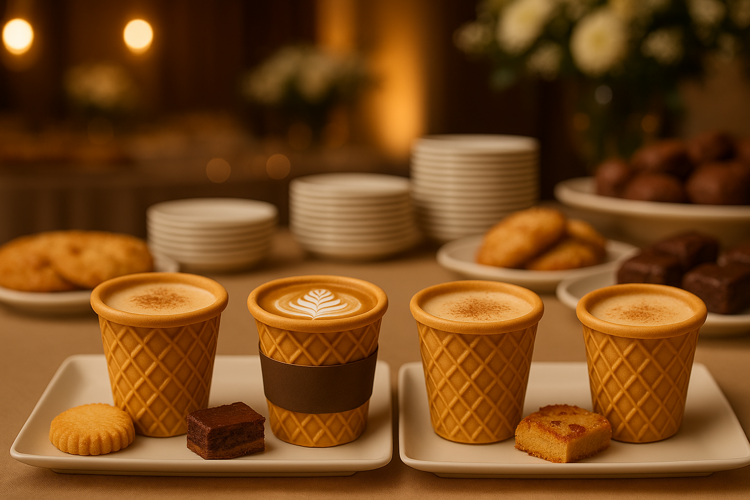 Buffet d'événement avec gobelets EatCup